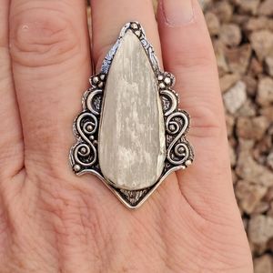 New Selenite 925 Silver Ring.